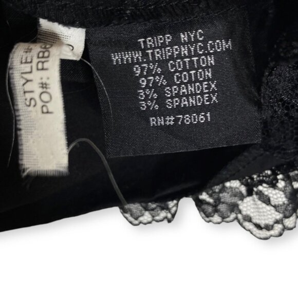 Vintage TRIPP NYC black embroidered ribbon lace up corset zipper floral lace XL - Picture 8 of 8
